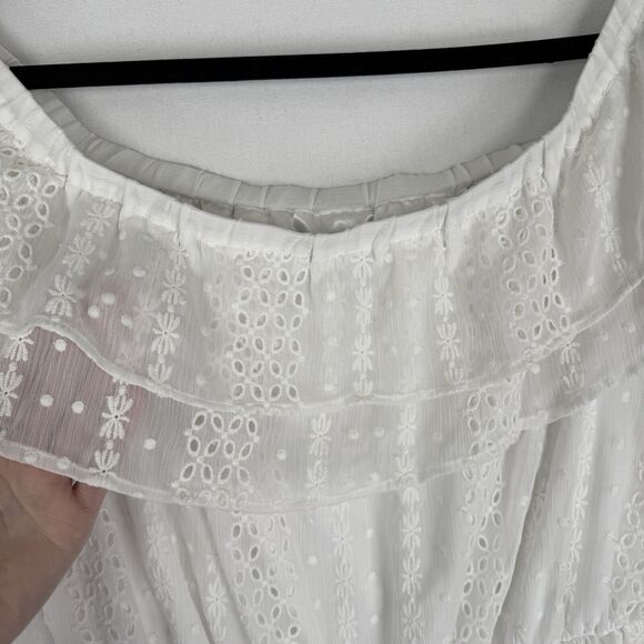 Express Romper Womens Large White Eyelet Ruffle Coquette Cottagecore Soft Girl - Picture 6 of 15